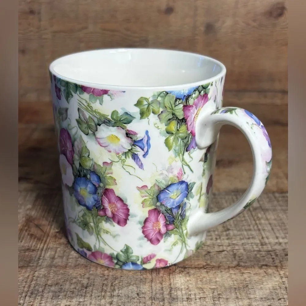 Beautiful Large Floral Ceramic Mug Heron Cross Pottery England Tea Coffee